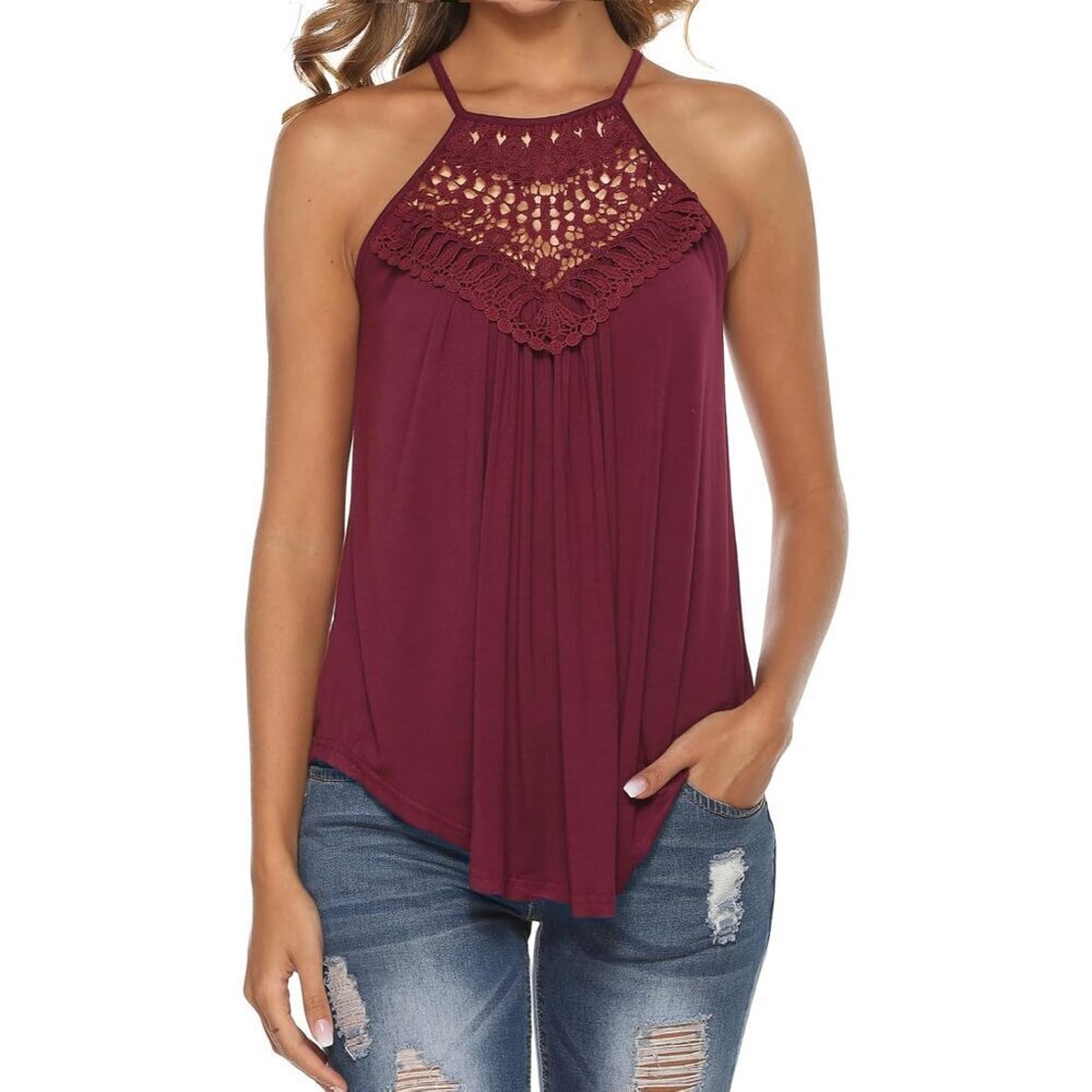 Women's Crochet Halter Top Rayon Polyester Casual Beach Summer Shirt